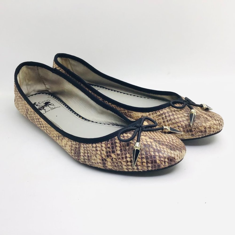 Sam Edelman Circus Womens 7 Faux Snake Skin Leather Slip On Ballet Flats Shoes